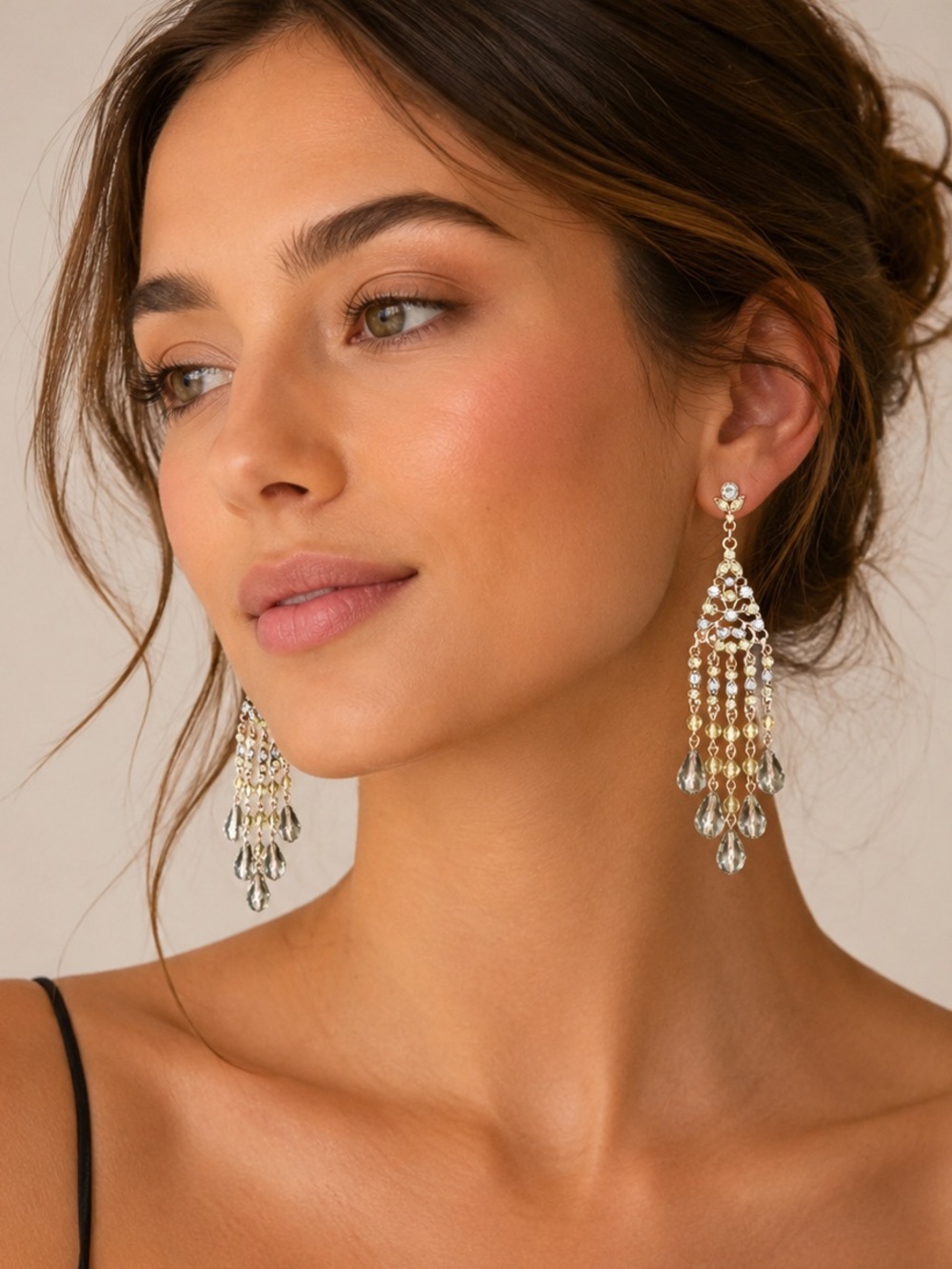 Swarovski 14KT Gold Tone Crystal Chandelier Earrings.